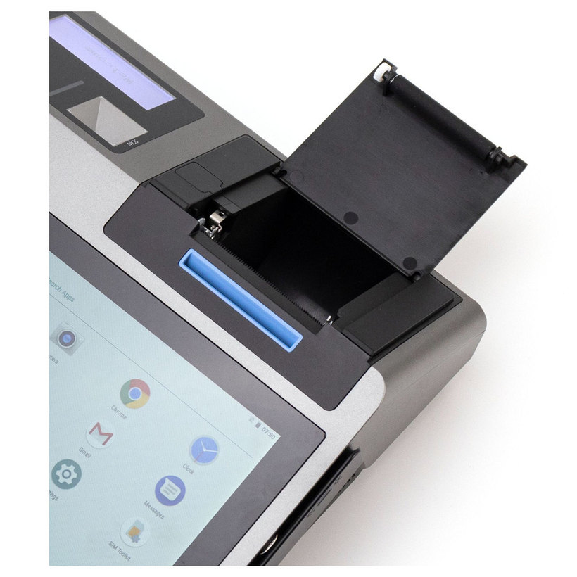 JPT108S integrierter 58/80-mm-Thermobelegdrucker mit geöffneter Papierabdeckung